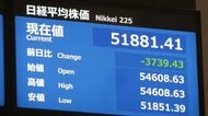 【速報】日経平均株価が一時3700円超値下がり　節目の5万2000円台を割る　中東情勢緊迫により原油高で先行き懸念か