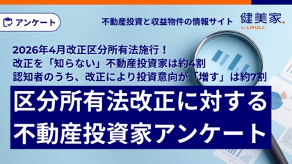 2026年4月に改正区分所有法が施行！改正を「知らない」不動産投資家は約4割認知者のうち、改正により投資意向が「増す」は約7割