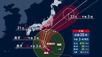 【台風情報】台風25号が関東・伊豆諸島に接近へ　シルバーウィーク直撃か　電柱倒壊レベルの暴風も　土砂災害や浸水に厳重警戒