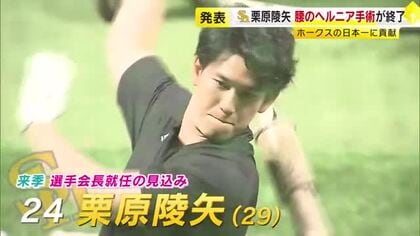 ホークス・栗原陵矢選手が腰のヘルニア手術　復帰まで2～3カ月の見込み　福岡