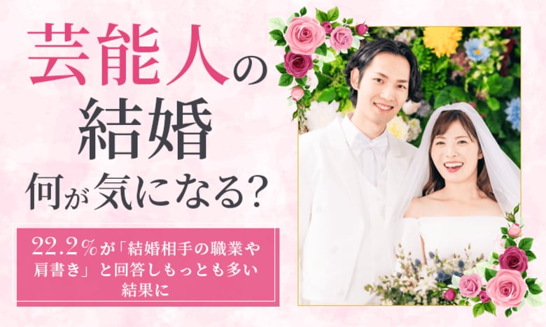 【芸能人の結婚、何が気になる？】22.2％が「結婚相手の職業や肩書き」と回答しもっとも多い結果に