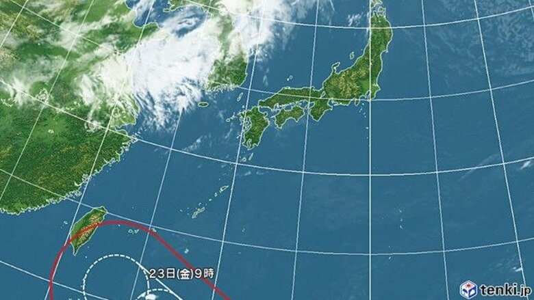 台風30号の進路予想図　日本気象協会 tenki.jpより