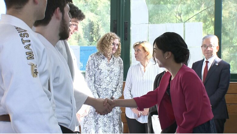 柔道教室で選手と交流　5月28日