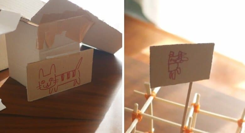 左がお父さん・右が娘さんの「猫」の絵