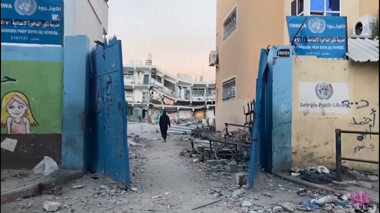 イスラエルの攻撃を受けたUNRWA運営の学校（ガザ北部・2023年11月）
