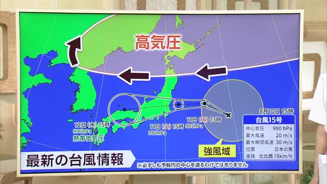 「海のレジャーは控えて」台風15号は11日に東北か関東地方に上陸する見込み 新潟県付近を横切る予想 気象予報士の解説