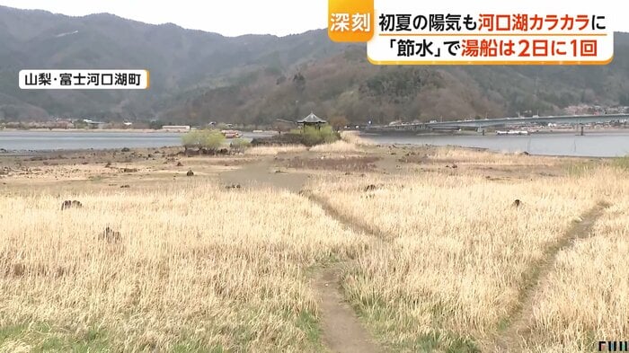 カラカラに干上がった河口湖