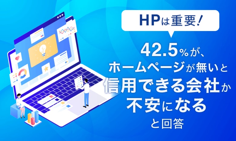 【HPは重要！】42.5％が、ホームページが無いと「信用できる会社か不安になる」と回答