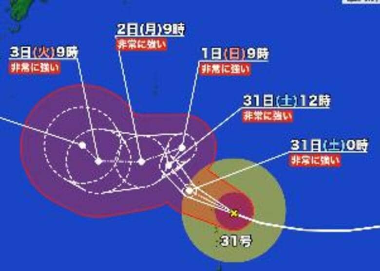 【台風情報】台風31号（インファ）「非常に強い」中心気圧は940ヘクトパスカル…最新の進路_31日にかけて小笠原近海へ進む予想＜気象庁発表＞｜FNNプライムオンライン
