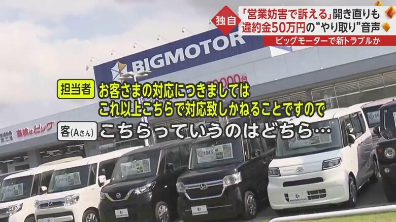 購入キャンセルで違約金50万円を支払った利用客とのやり取り