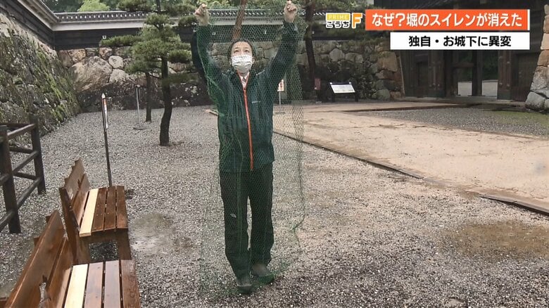 魚を防ぐため2メートルほどの網が張られていたが…