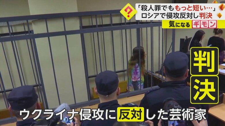 ウクライナ侵攻に反対し鉄格子に入れられている女性芸術家