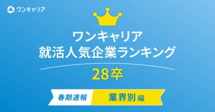 2028年3月卒業予定の就活生を対象にした「ワンキャリア 就活人気企業ランキング【業界別編】」を発表