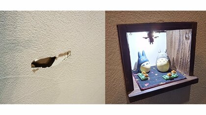 「元通りにはならないけど…」“壁にあいた穴”をオシャレ棚にリメイク! 修復した夫の技も発想もステキ