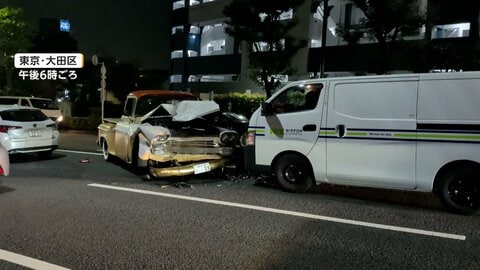 東京・大田区で車3台絡む事故　停車中の現金輸送車に衝突