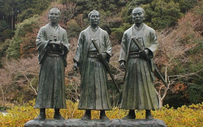 山県有朋・木戸孝允・伊藤博文の像(山口県萩市)
