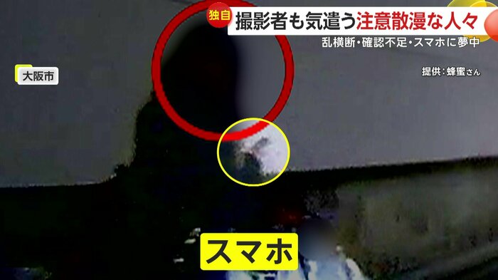 女性が気を取られていたのは「スマホ」か(映像提供:蜂蜜さん)