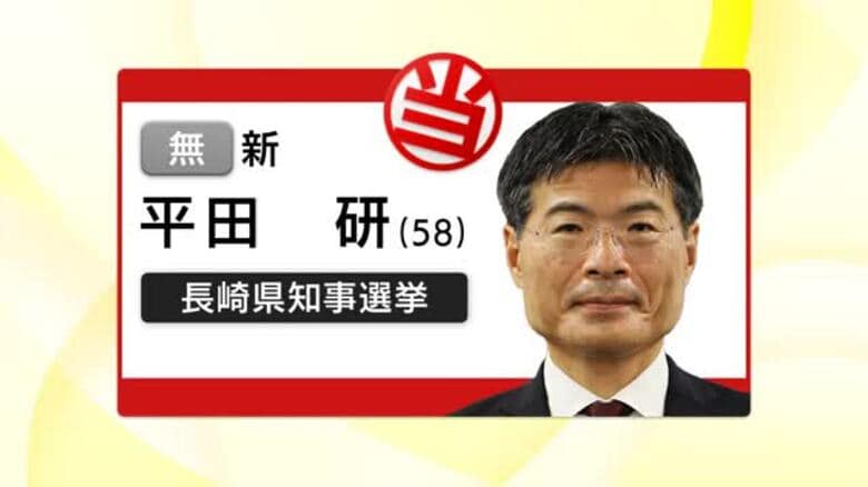 【長崎県知事選】元副知事で新人の平田研さん初当選を果たす｜FNNプライムオンライン
