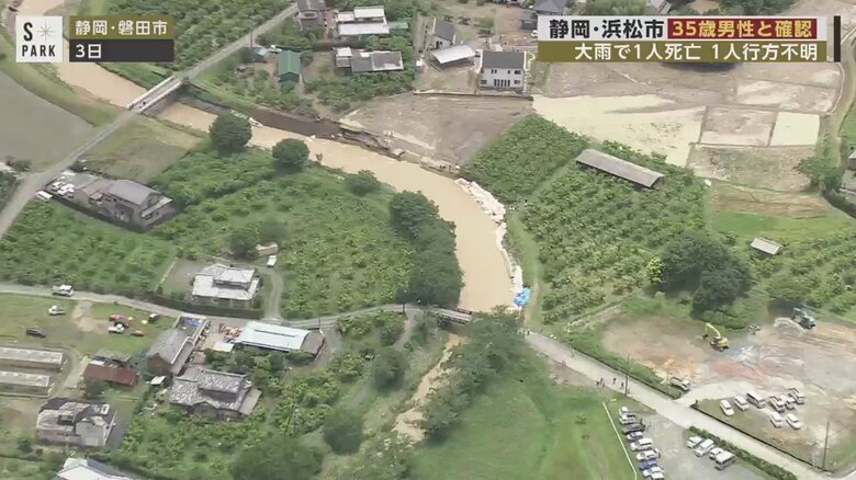 大きな被害を受けた静岡県。写真は磐田市上空から撮影