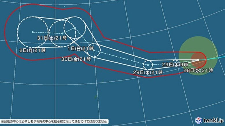 台風31号の進路予想図　日本気象協会 tenki.jpより