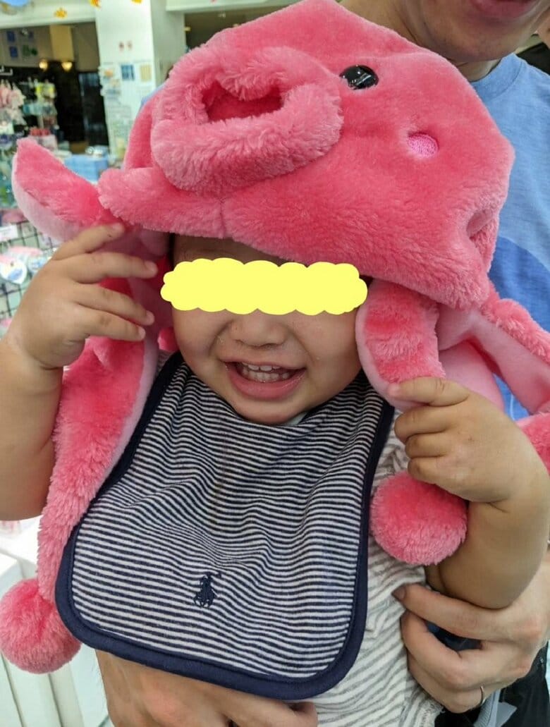 かぶり物で笑顔