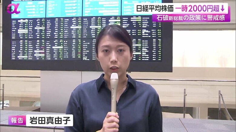 一時2000円を超えて大きく値下がりした東京株式市場（9月30日）