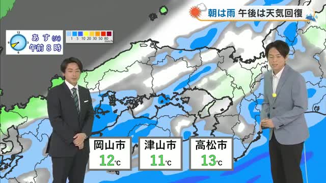 【光岡気象予報士のお天気解説】４月７日（火）のポイント「朝は雨も午後は回復」【岡山・香川】