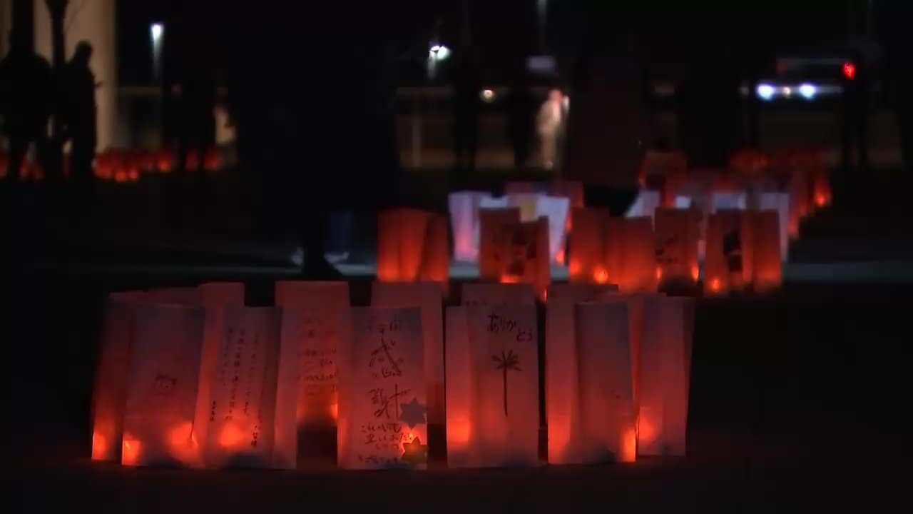 光で犠牲者悼む、陸前高田市で追悼の灯火　東日本大震災15年　岩手県