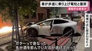 【防犯カメラ映像】「ガターって音が鳴った」車が“猛スピード”で歩道に乗り上げ電柱に衝突　運転手は立ち去り警察が行方捜す　単独事故か　大阪・東淀川区
