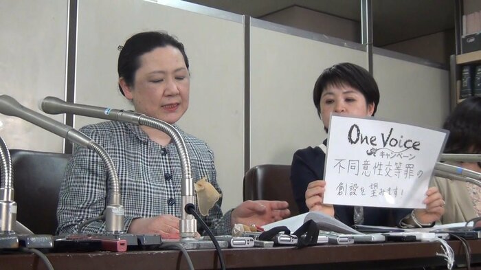 「不同意性交罪」の創設を要望する団体の記者会見(2019年5月 東京・千代田区)
