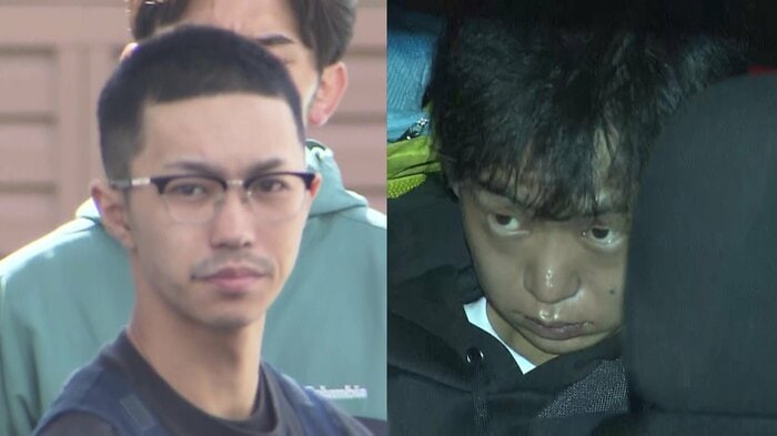 強盗致傷の疑いで逮捕された高梨謙吾(たかなし・けんご)容疑者(21)(左)、女性を連れ去り監禁した疑いで逮捕された藤井柊(ふじい・しゅう)容疑者(26)(右)
