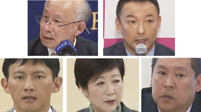 宇都宮氏(上左)山本氏(上右) 小野氏(下左)小池氏(下中)立花氏(下右)