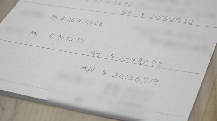 木村さんが書き留めていた借金額リスト　2000万円超え