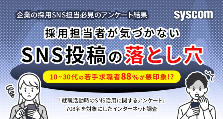 採用担当者が気づかない「SNS投稿の落とし穴」10~30代の若手求職者88%が悪印象?!