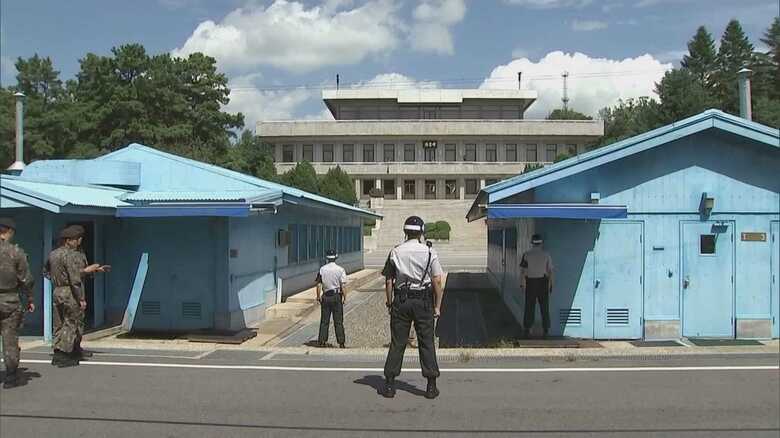 2018年9月の板門店を韓国側から見た光景　警備にも緊張感が漂う