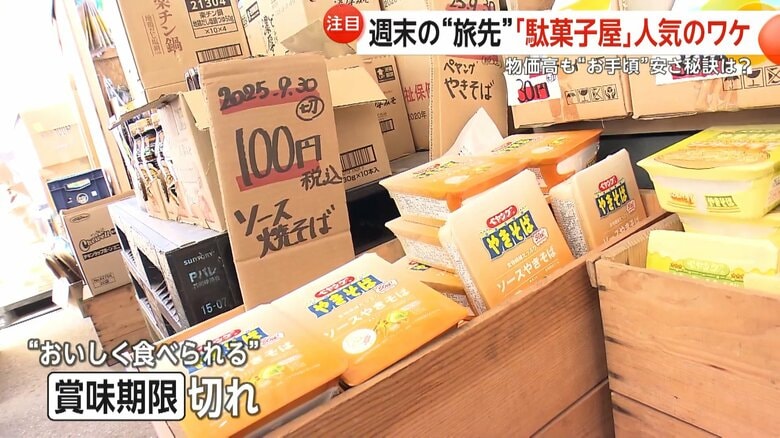 賞味期限は過ぎているものの、まだ食べることができる商品が並ぶ