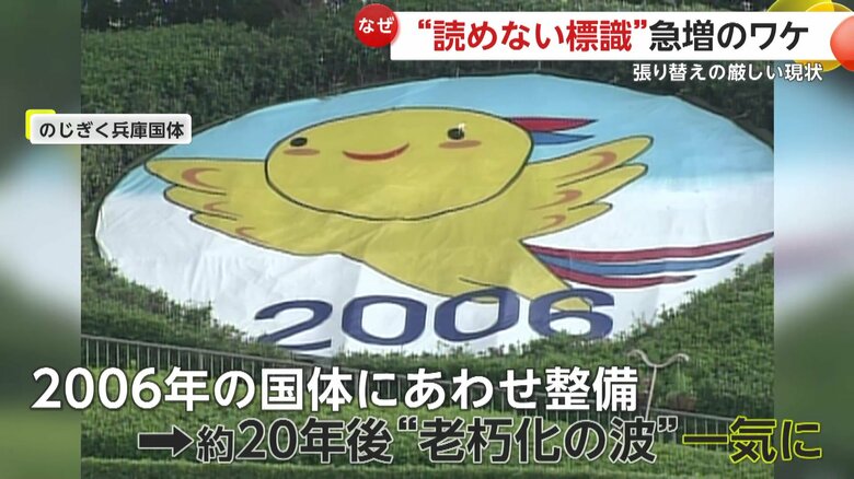 2006年の国体から20年経過している標識が点在