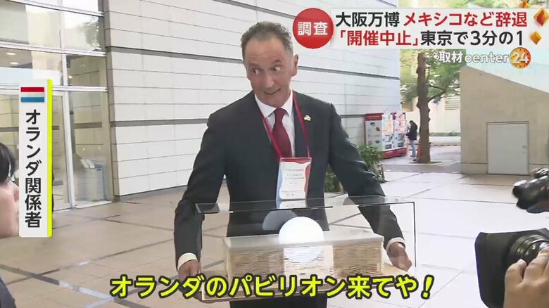 オランダのパビリオンをPRする関係者