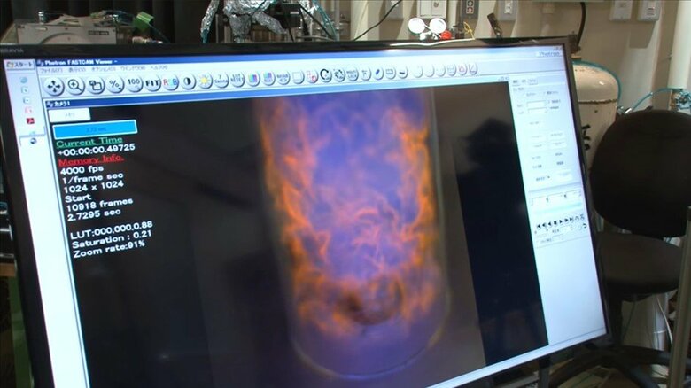ガスタービンでのアンモニア燃焼の分析　写真：科学技術振興機構