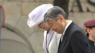 天皇皇后両陛下が歓迎晩さん出席　皇后さまは青やゴールドのドレスにティアラ　戦没者慰霊碑に1分半の黙祷　オランダ訪問
