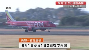 FDAが6月1日から名古屋便の運航再開 【高知】