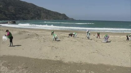 冬に多くのごみ漂着…春を迎えた海岸で清掃活動　美しい環境保全へ飲料メーカーと住民タッグ（島根）