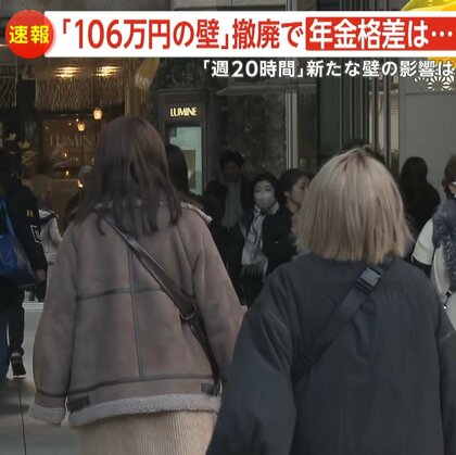 「106万円の壁」撤廃で年金格差は　年収106万円や企業規模の制限撤廃盛り込むも…週20時間が焦点に　年金制度改革で議論続く