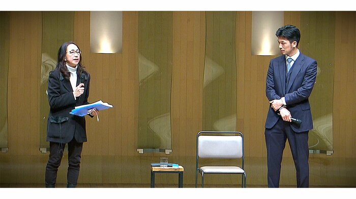 日本スポーツ学会での長田渚左編集長と村田諒太さん