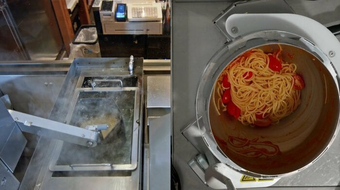 盛り付け以外のすべての工程をロボットが行う