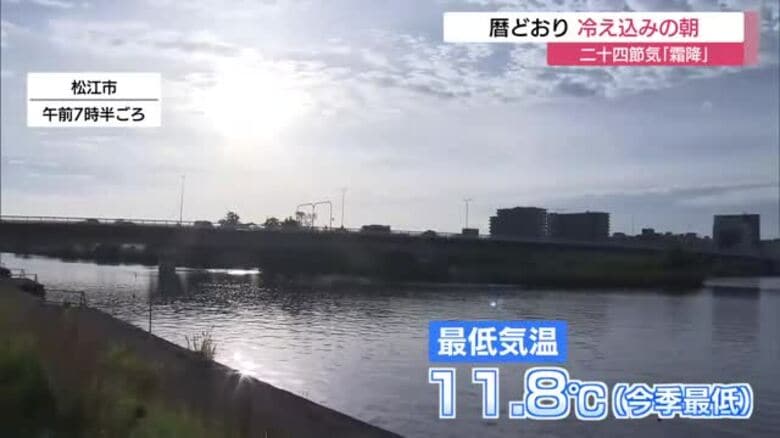 二十四節気「霜降」山陰地方は暦通り　今季一番の冷え込み　日南町では4.1℃｜FNNプライムオンライン