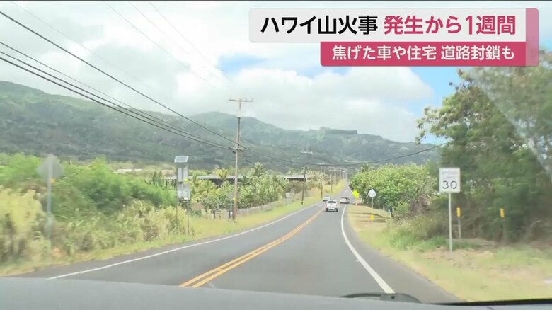 自宅へ向け出発した時は、緑いっぱいの景色だった。自宅があるラハイナ周辺では一変した