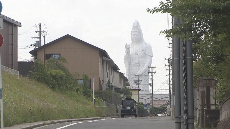 住宅街に佇む大観音　SNSで「ラスボス」のようだと話題に