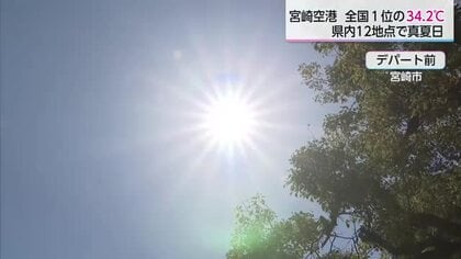 宮崎空港で全国1位　猛暑日に迫る34.2℃「肌にまとわりつく暑さ」熱中症に厳重警戒を