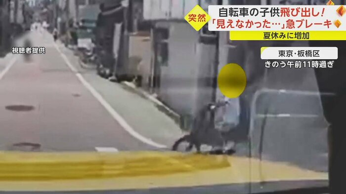子供は車の方を一切確認せず角を曲がった
